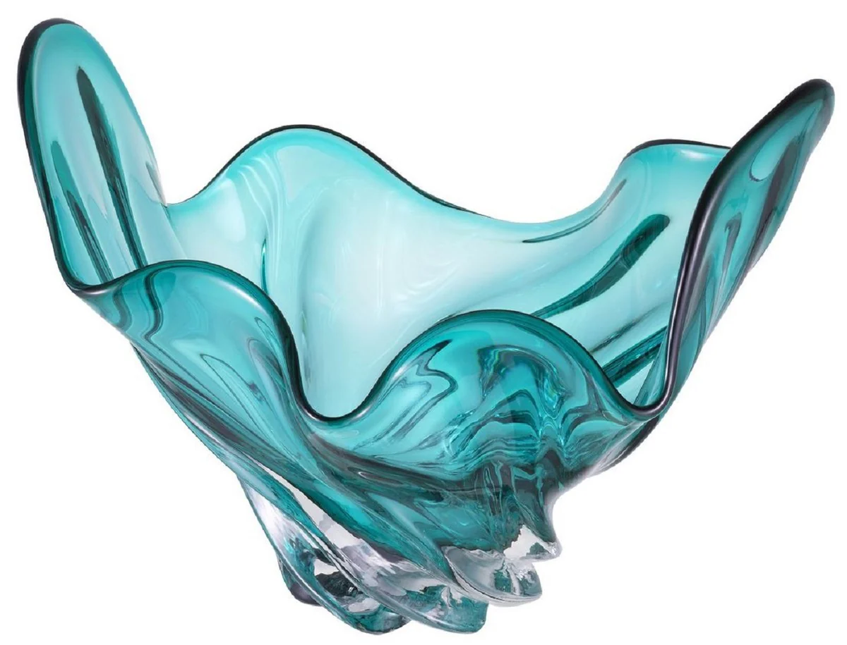 Casa Padrino cuenco de lujo turquesa 42 x 27 x A. 25 cm - Cuenco decorativo moderno de vidrio soplado a mano - Accesorios decorativos - Calidad de lujo