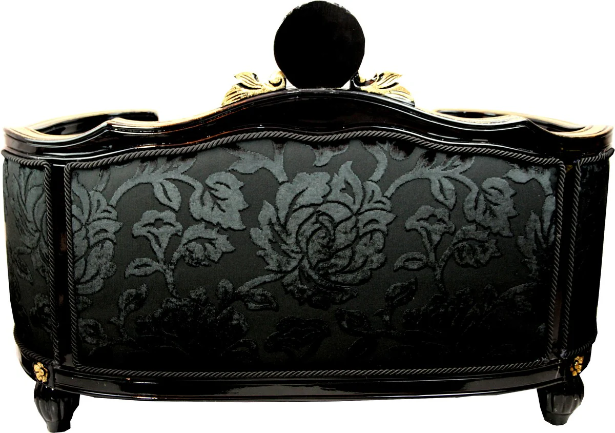 Pomp??s by Casa Padrino Cama barroca de lujo para perros y gatos con dise?o de ramo negro / dorado de lujo de Harald Gl??ckler