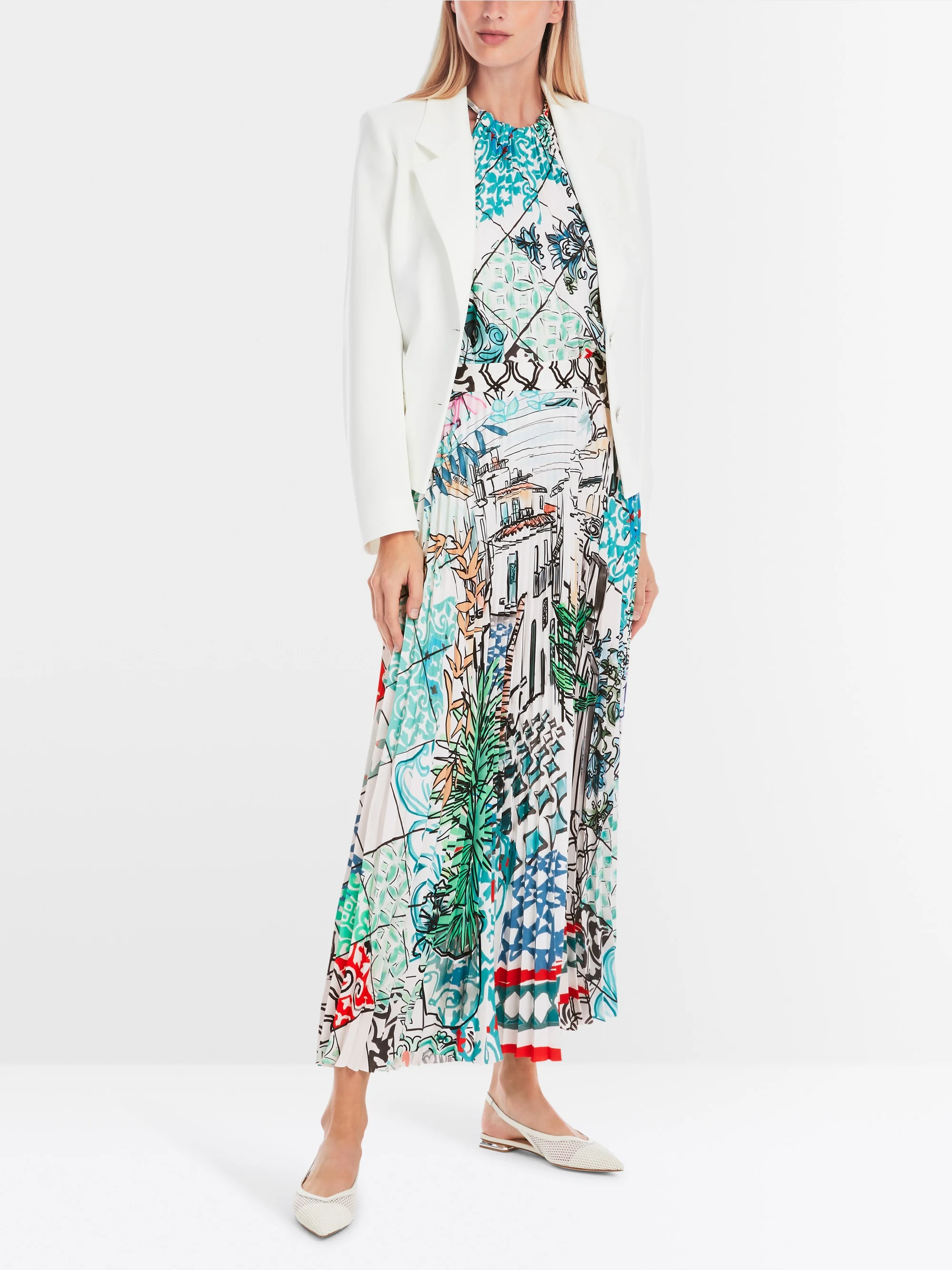 Marc-Cain Pleated midi skirt with print