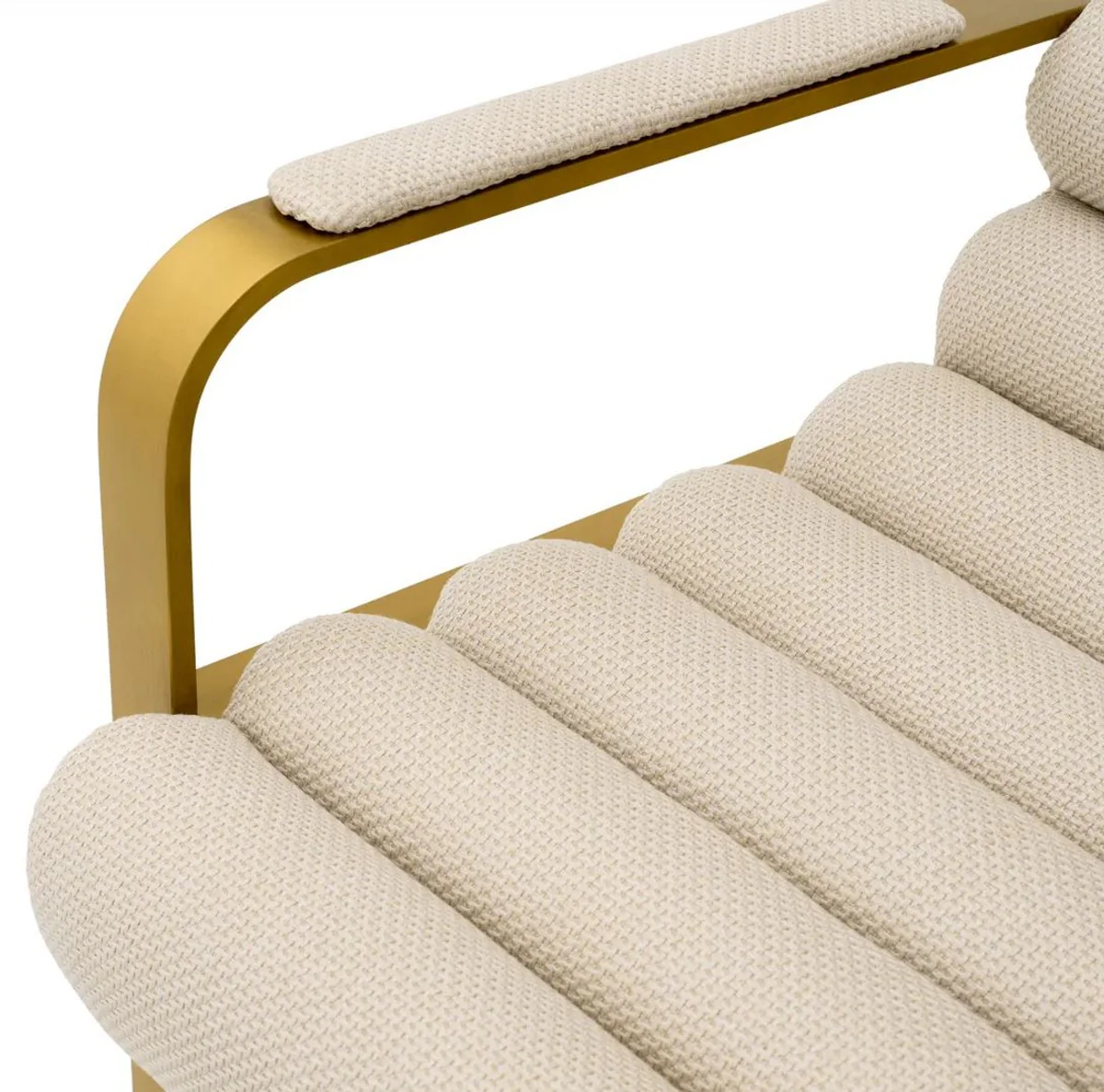 Casa Padrino silla de bar de terciopelo de lujo con reposabrazos arena / lat¨®n 53,5 x 57 x A. 96,5 cm - Taburete de bar tapizado de acero inoxidable - Muebles de bar de lujo - Calidad de lujo