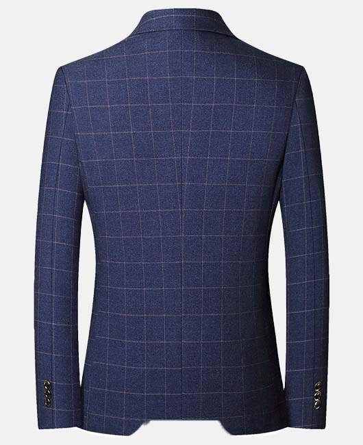 Daily Notch Lapel Single Breasted Pockets Plaid Blazer