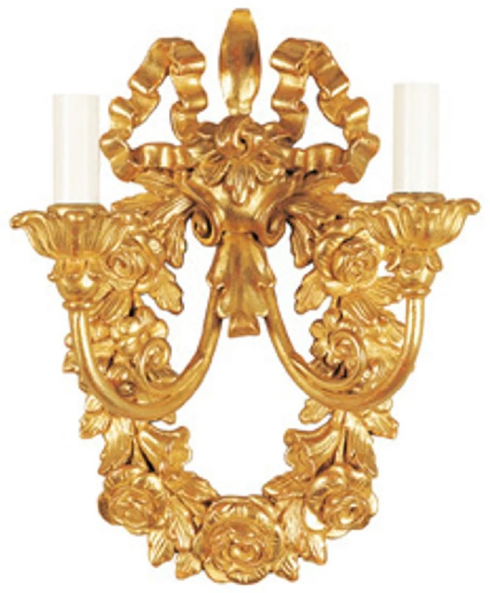 Casa Padrino l¨¢mpara de pared doble barroco de lujo oro 25 x A. 30 cm - Hecho en Italia