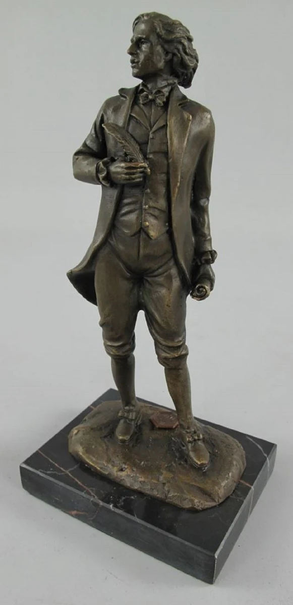 Casa Padrino escultura de bronce Art Nouveau de lujo Mozart bronce / negro 10 x 8 x A. 22 cm - Figura de bronce con base de mármol - Figura decorativa - Accesorios decorativos