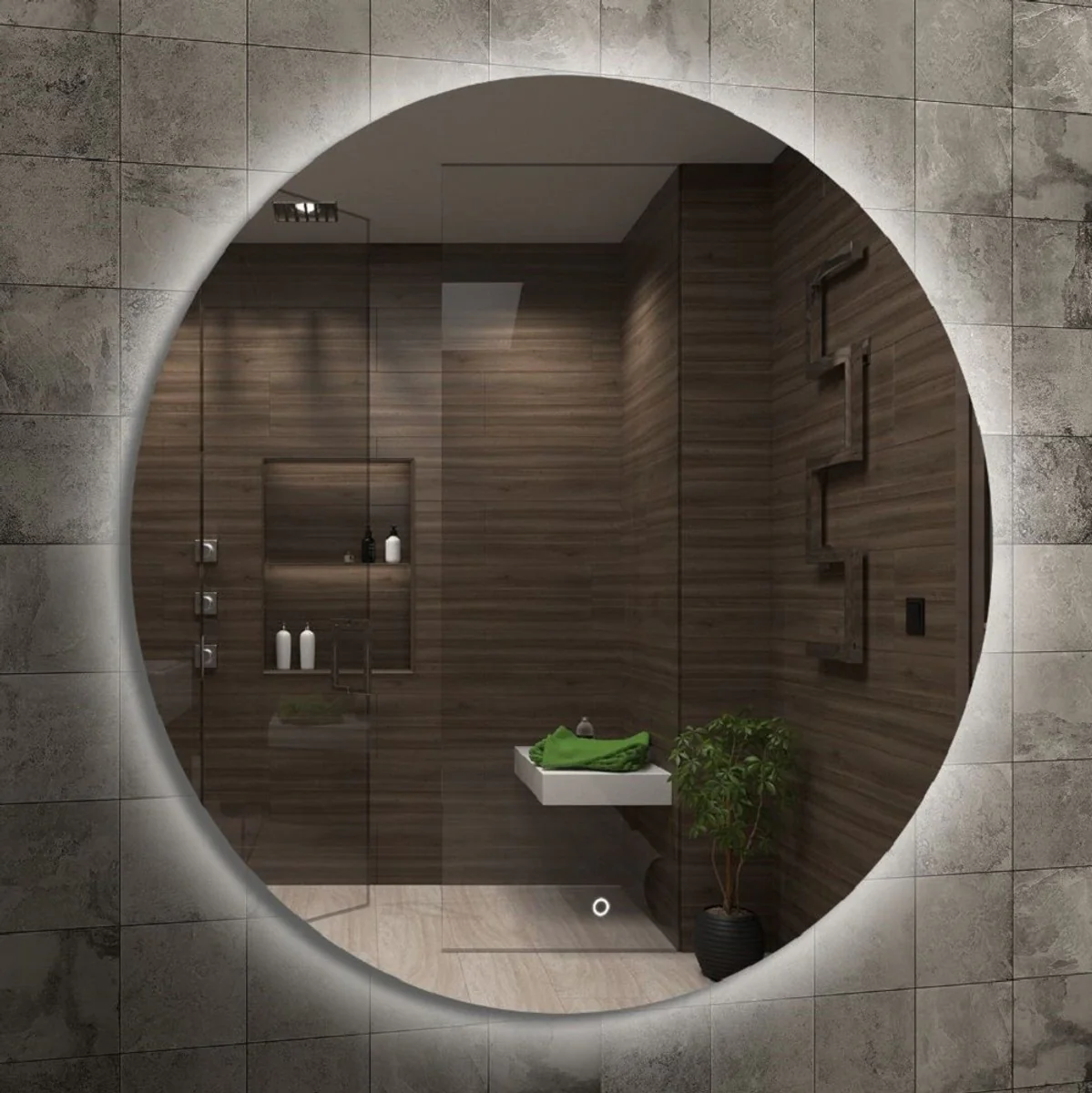 Casa Padrino espejo de baño de lujo Ø 60 cm - Espejo de pared redondo con iluminación LED - Muebles de baño - Accesorios de baño