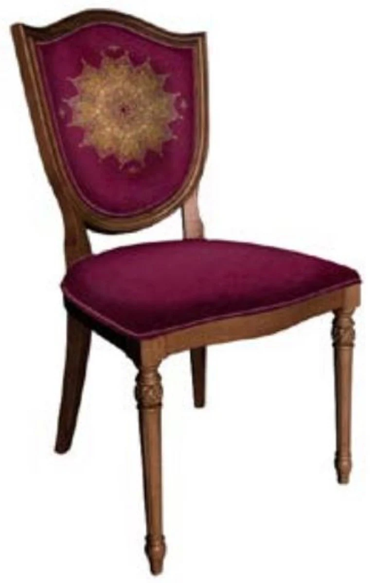 Casa Padrino conjunto de sillas de comedor Art D¨¦co p¨²rpura / marr¨®n - 6 sillas de cocina Art D¨¦co hechas a mano - Muebles de comedor Art D¨¦co