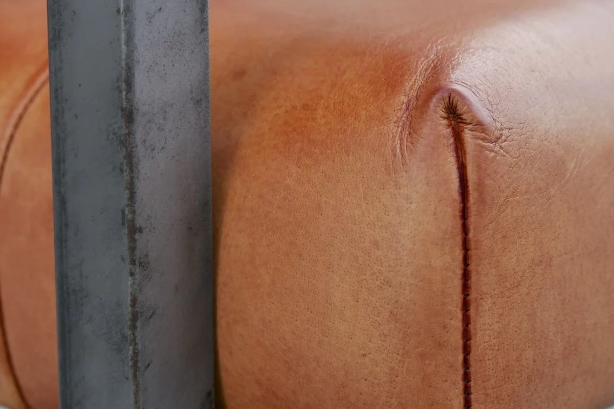 Casa Padrino - Sill¨®n vintage de cuero real industrial - TODOS LOS COLORES - Sill¨®n de lujo Reposabrazos industrial Muebles de dise?o Cuero de b¨²falo