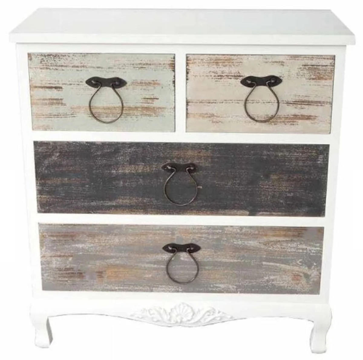 Casa Padrino country style chest of drawers antique white / multicolored 84 x 40 x H. 80 cm - Chest with 4 Drawers in Shabby Chic Look