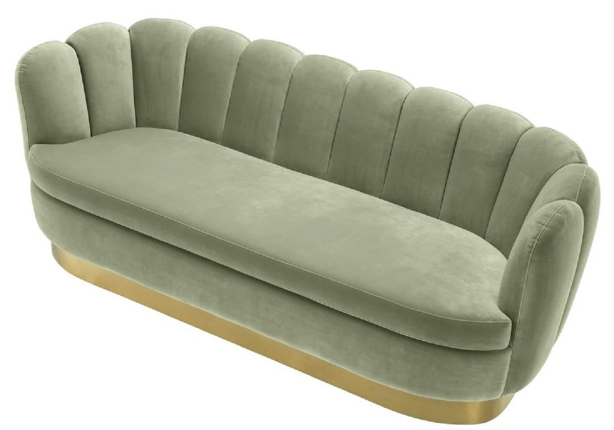 Casa Padrino sof¨¢ de terciopelo de lujo verde pistacho / lat¨®n 225 x 90 x H. 80 cm - Sof¨¢ de Sal¨®n - Calidad de Lujo