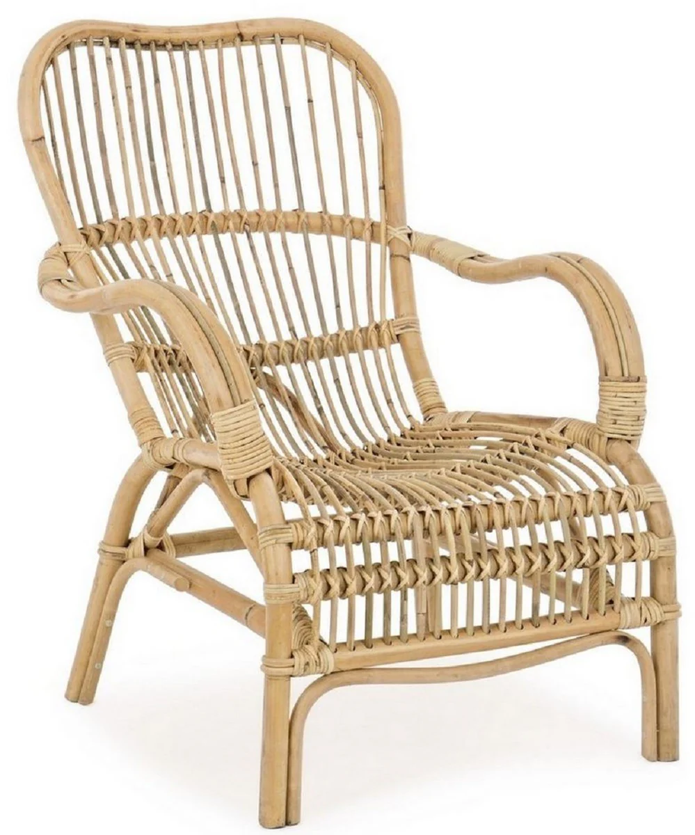 Casa Padrino sillón de jardín de lujo natural 63 x 83 x A. 87 cm - Sillón de jardín y terraza resistente a la intemperie - Muebles de Jardín y Terraza - Collection de Lujo