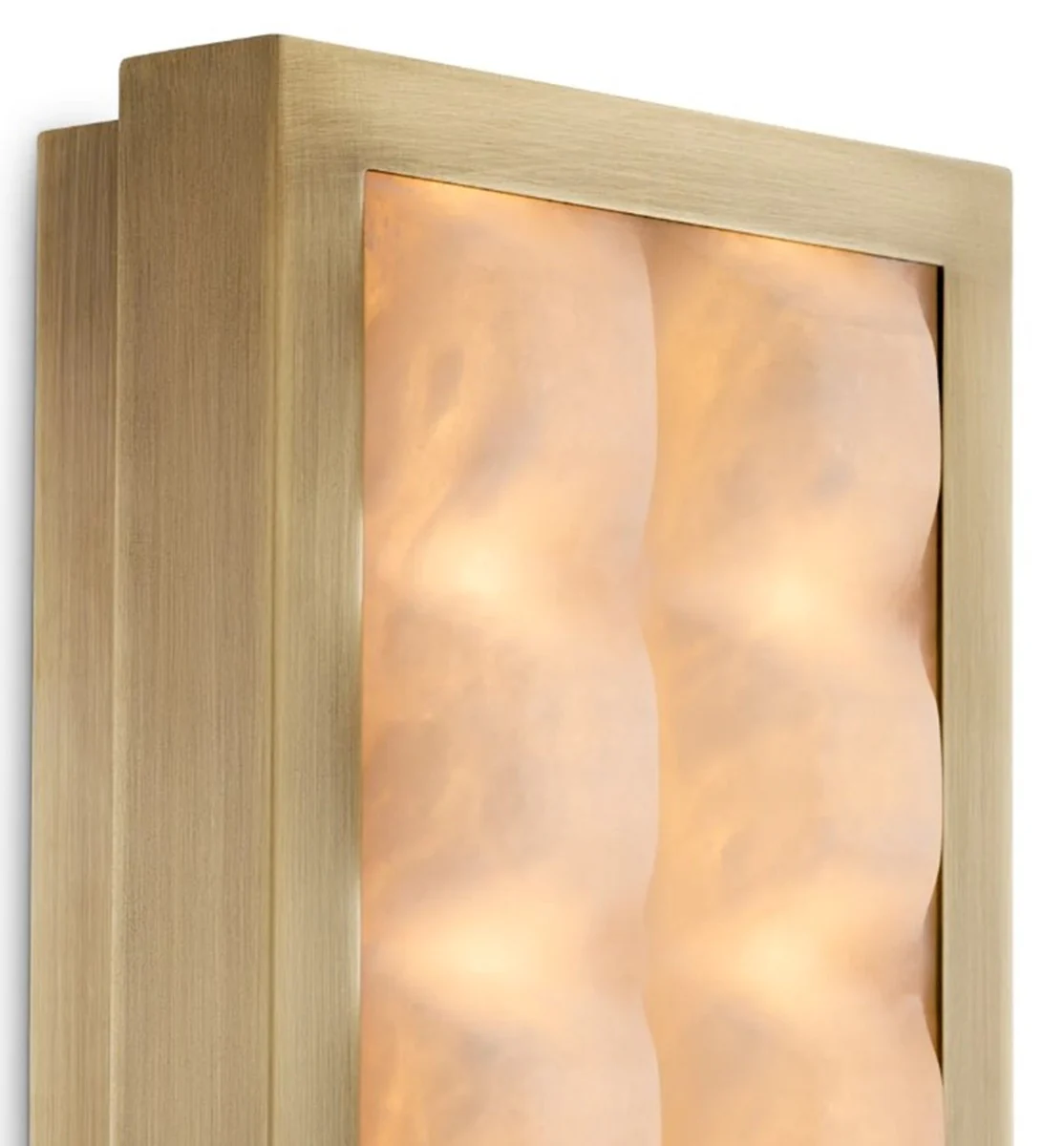 Casa Padrino Luxus Wandleuchte Antik Messing / Alabaster H. 38 cm, B. 15 cm, T. 6 cm