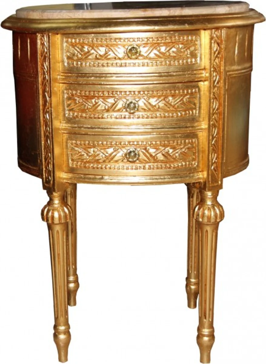 Casa Padrino Baroque Commode gold with marble top H 70 cm, W 52 cm - Bedside console
