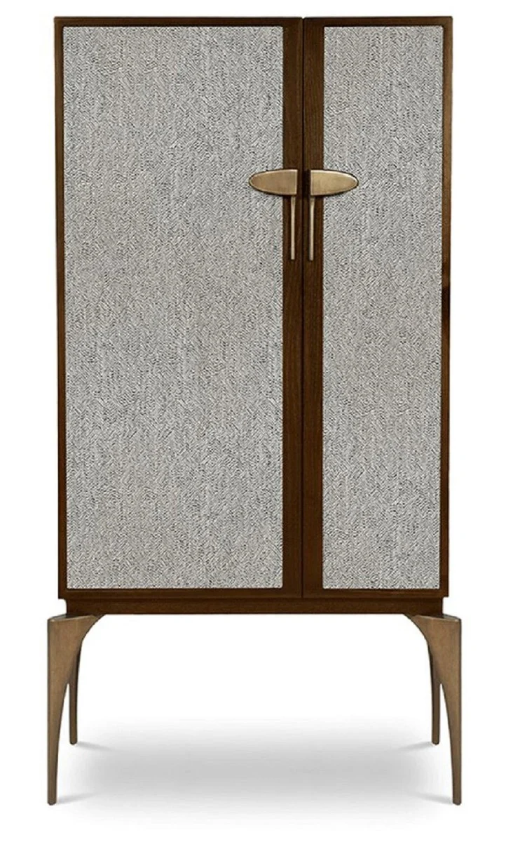 Casa Padrino armario bar de dise?o marr¨®n / gris / lat¨®n 90 x 50 x A. 160 cm - Armario de madera maciza con 2 puertas - Muebles de sala de estar - Muebles de Hotel - Colecci¨®n de Lujo