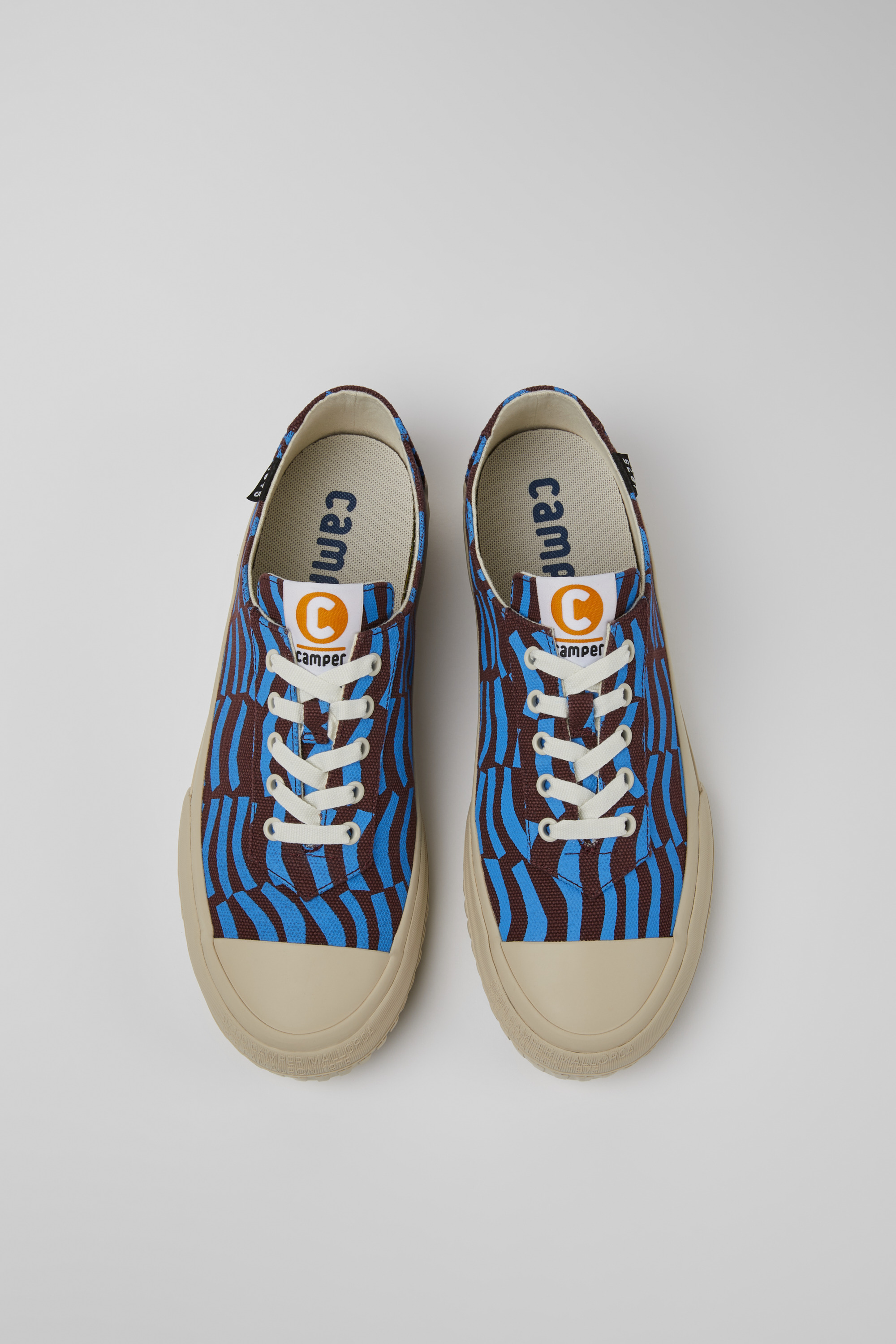 Camaleon - Blue and burgundy recycled cotton sneakers for men