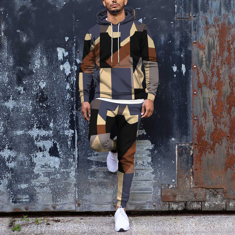 Men's Personalized Printed Hoodie Set 013