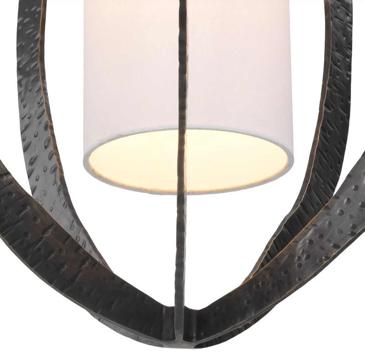 Casa Padrino lámpara de araña de lujo bronce Ø 44 x A. 72 cm - Lámpara de araña de metal con elegante pantalla de algodón - Lámpara de Salón