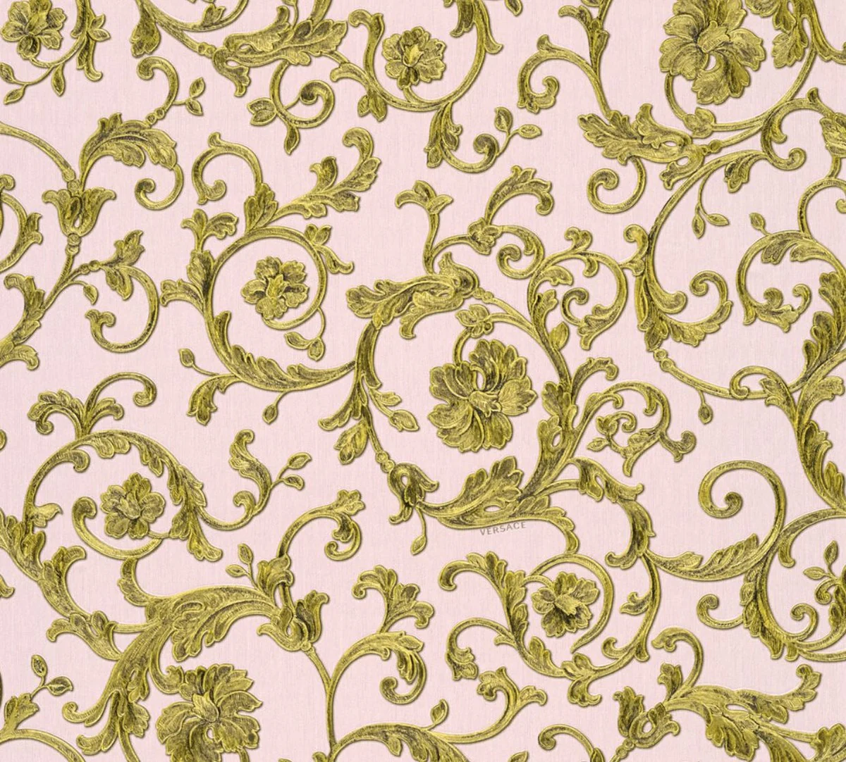 Versace papel pintado barroco no tejido Butterfly Barocco 343264 rosa / oro - Papel Pintado de Diseño - Papel Pintado de Lujo