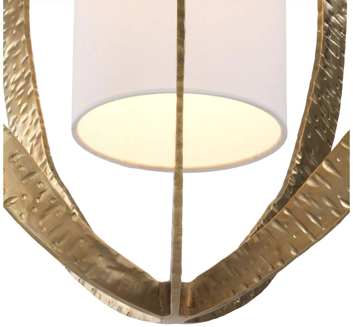 Casa Padrino lámpara de araña de lujo latón Ø 44 x A. 72 cm - Lámpara de araña de metal con elegante pantalla de algodón - Lámpara de Salón