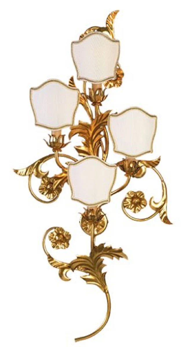 Casa Padrino lámpara de pared barroco de lujo oro / blanco 46 x 14 x A. 92 cm - Lámpara de pared de metal hecha a mano con pantallas - Lámparas de pared barrocos
