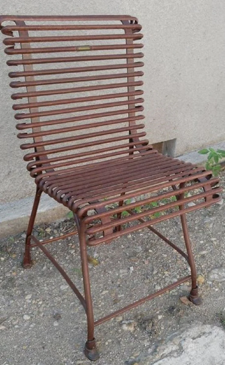 Casa Padrino silla de jard¨ªn Art Nouveau marr¨®n 44 x 50 cm - Silla de hierro forjado hecha a mano - Muebles de hierro forjado de jard¨ªn y terraza nost¨¢lgicos