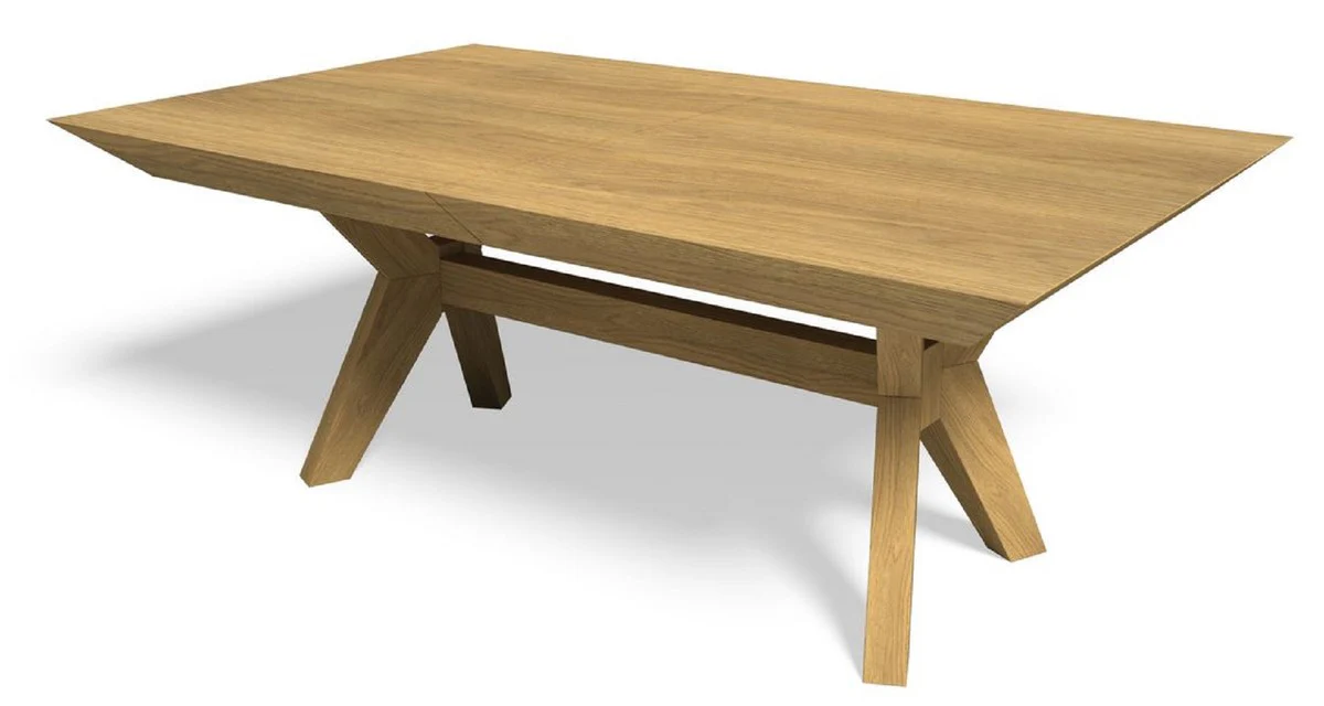 Casa Padrino mesa de comedor de lujo natural 190-382 x 110 x A. 77 cm - Mesa de cocina extensible de madera maciza - Muebles de comedor - Muebles de madera maciza - Muebles de lujo