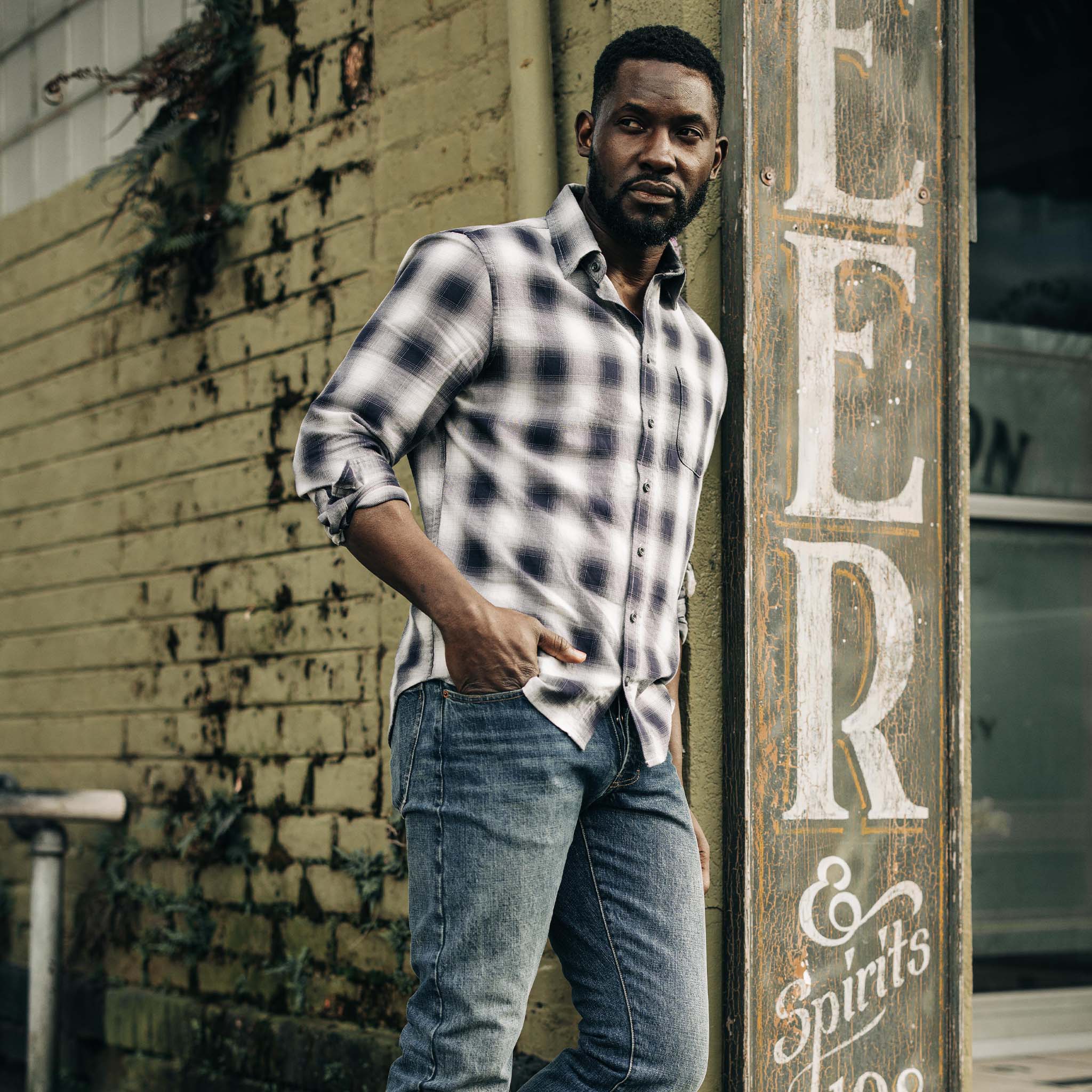 The California in Storm Plaid Ombre Twill