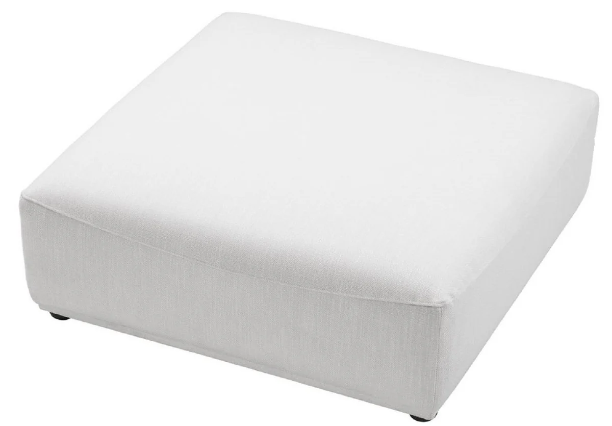 Casa Padrino taburete de lujo blanco / negro 109 x 109 x H. 42 cm - Taburete de 4 Esquinas - Muebles de Lujo