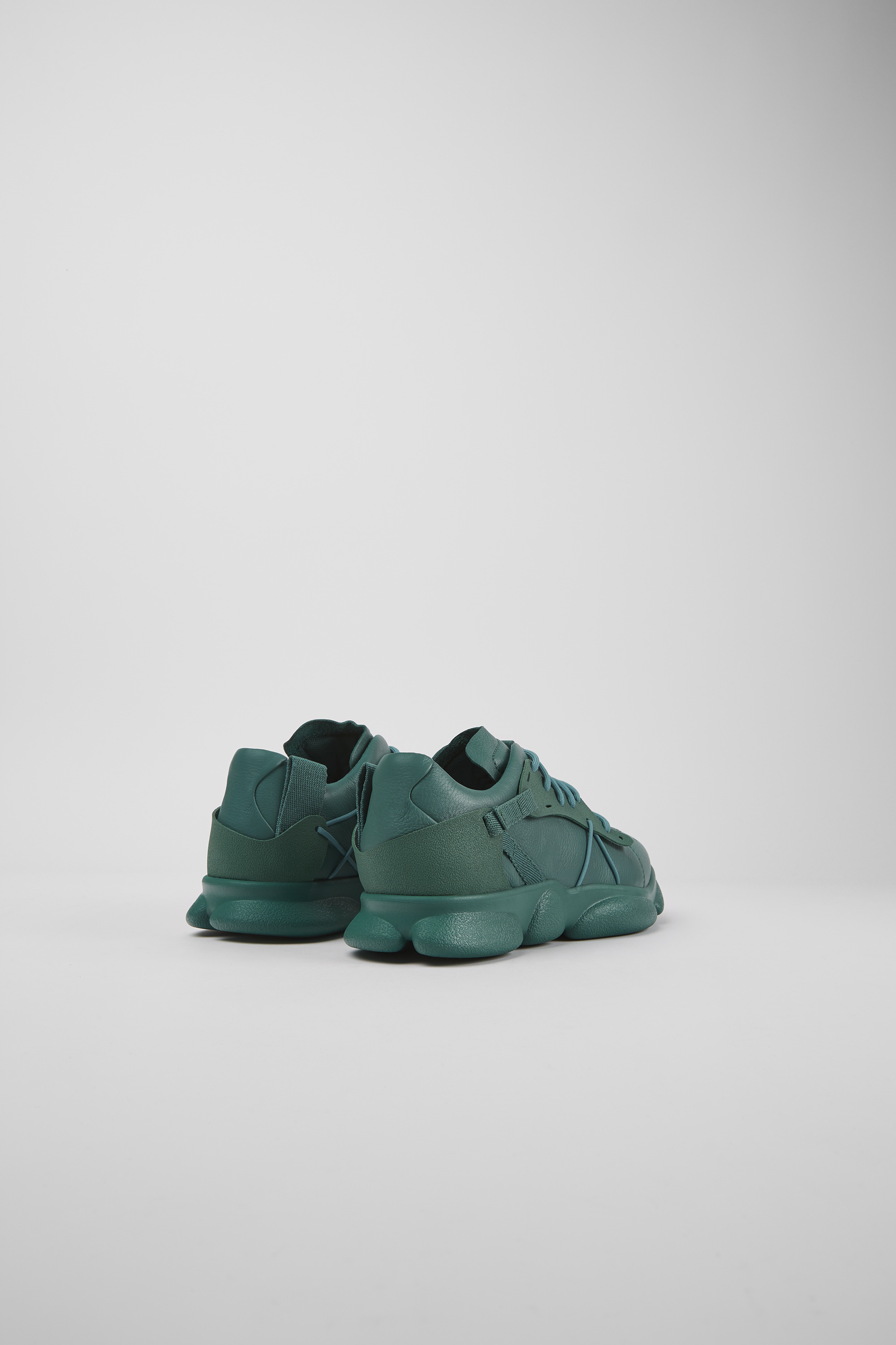 Karst - Green leather and textile sneakers for men