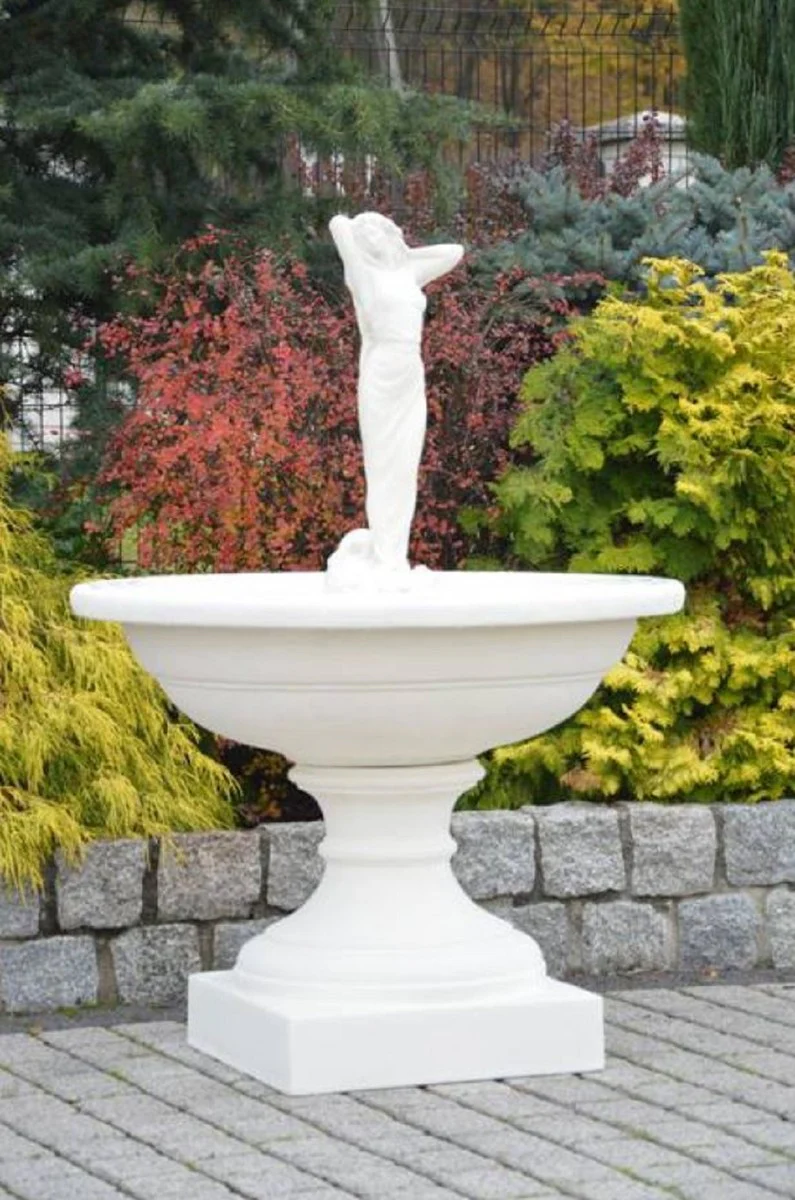 Casa Padrino fuente barroco blanco ? 102 x A. 146 cm - Magn¨ªfica fuente de jard¨ªn de estilo barroco - Fuente redonda de piedra para decoraci¨®n de jard¨ªn - Accesorios de decoraci¨®n de jard¨ªn barroco