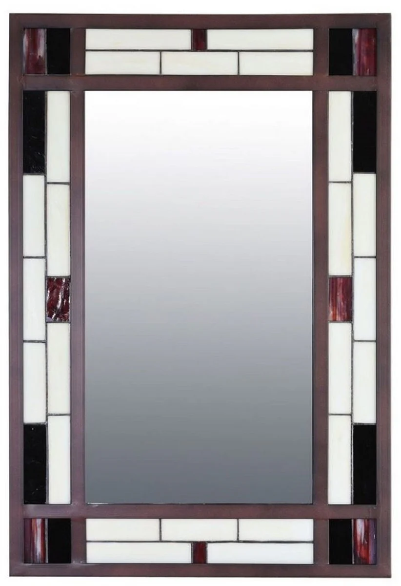 Casa Padrino espejo de pared de lujo Tiffany multicolor 50 x A. 75 cm - Espejo de sal¨®n rectangular Art Deco - Espejo de dormitorio - Espejo de armario - Muebles Tiffany de Lujo