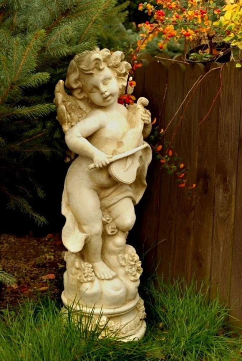 Casa Padrino escultura de decoración de jardín Art Nouveau ángel arena / beige 32 x 28 x A. 81 cm - Figura de decoración de jardín - Accesorios de Decoración Jardín y Terraza