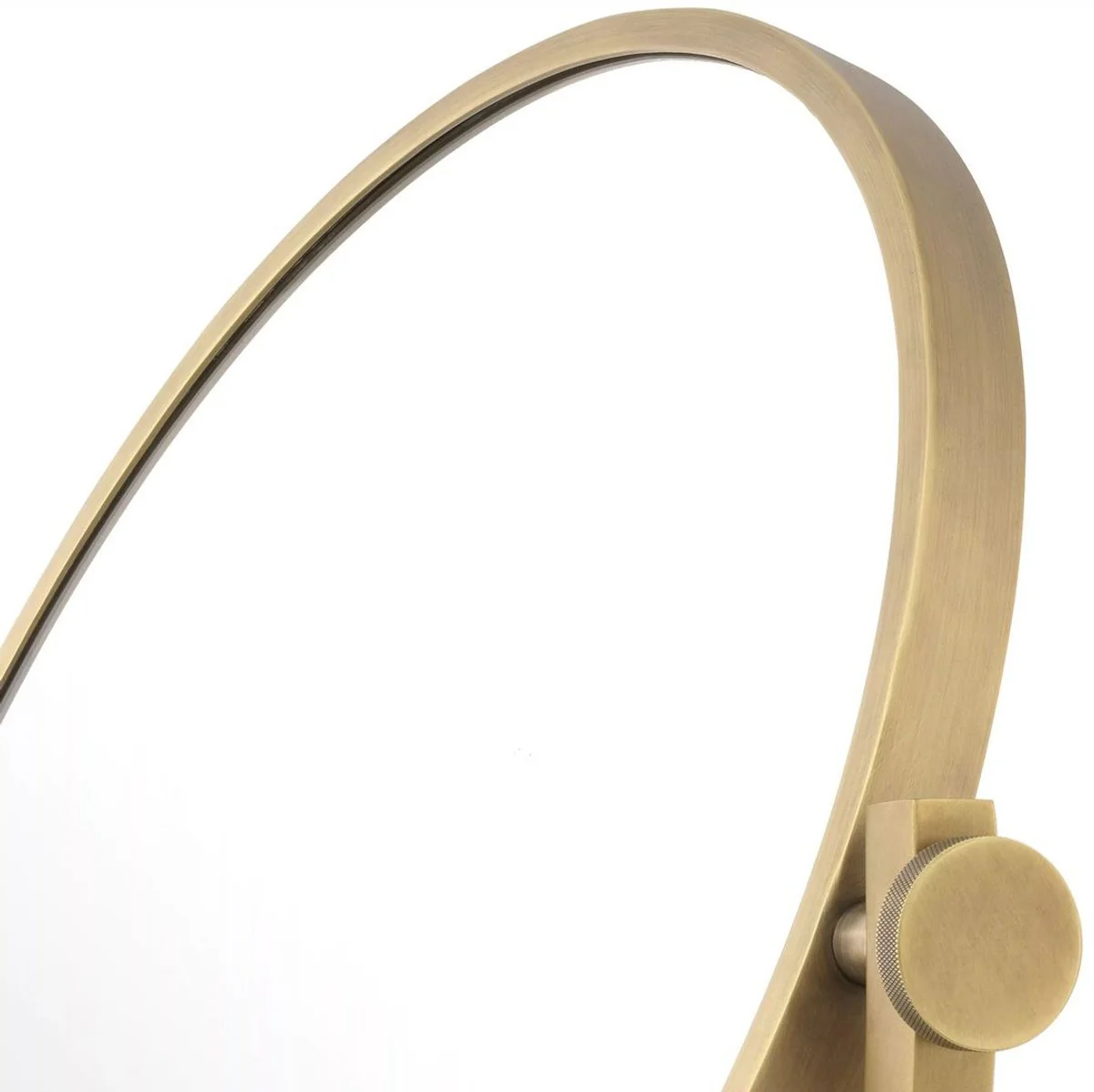 Casa Padrino espejo de mesa de cosmética de lujo latón antiguo / beige 50,5 x 12 x A. 56 cm - Espejo de tocador de baño redondo ajustable con base de travertino - Accesorios de baño de lujo