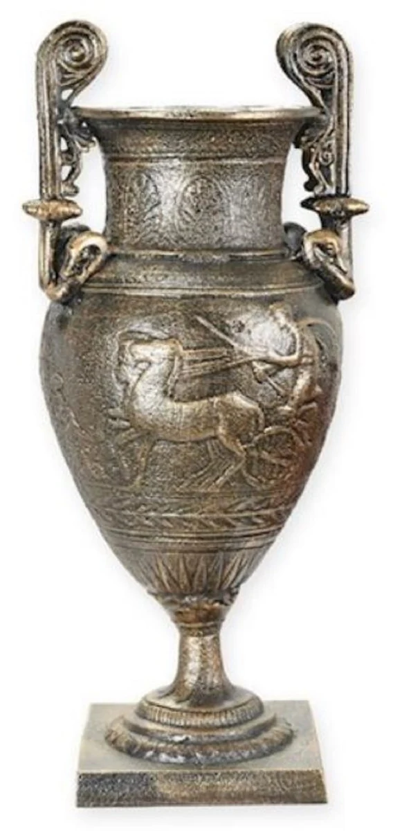 Casa Padrino florero barroco bronce 21 x 18 x A. 44 cm - Magnífico jarrón de hierro fundido - Decoración salón barroco - Decoración jardín barroco - Accesorios de decoración barroco