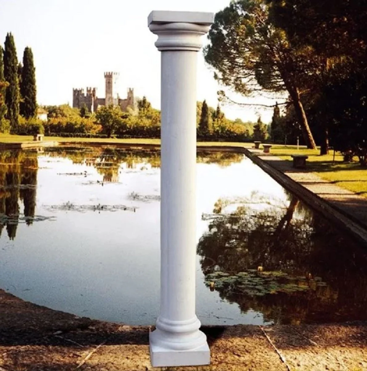 Casa Padrino columna barroco de lujo gris 32 x 32 x A. 234 cm - Enorme columna de jard¨ªn de estilo barroco hecha de grava de m¨¢rmol de Carrara - Columna de decoraci¨®n de jard¨ªn - Hecho en Italia