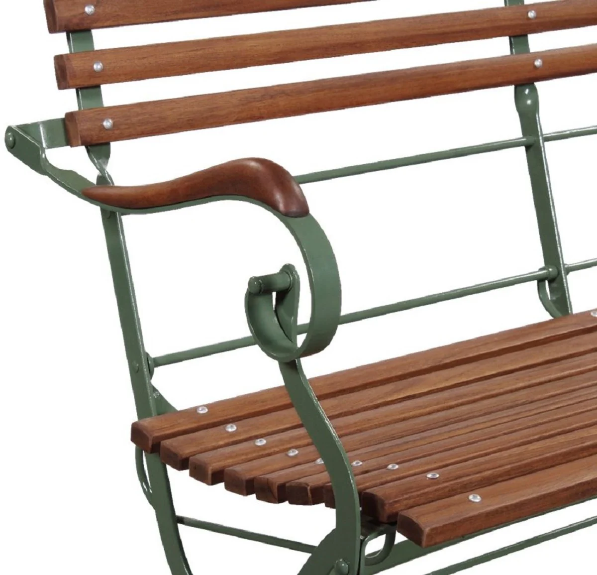 Casa Padrino banco de jardín Art Nouveau de lujo marrón / verde 120 x 55 x A. 90 cm - Banco de jardín y terraza con respaldo y reposabrazos - Muebles de Jardín y Terraza Art Nouveau