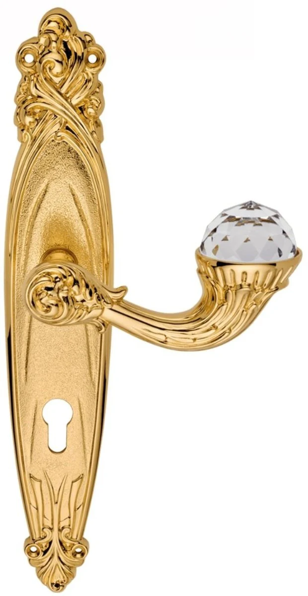 Casa Padrino conjunto de tirador de la puerta Art Nouveau de lujo de con cristal de Swarovski oro 15,6 x H. 32,5 cm - Accesorios de Hotel