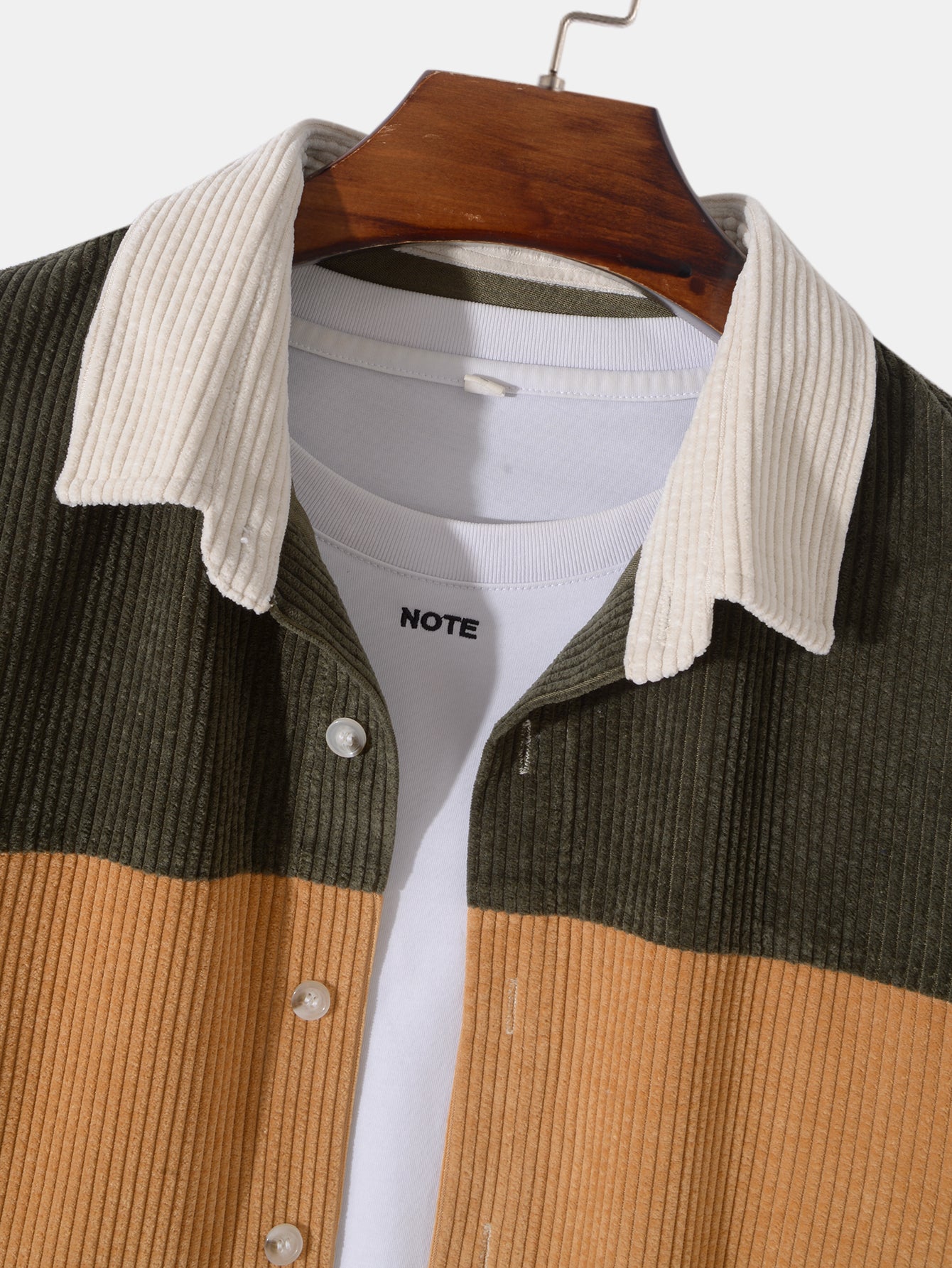 Long Sleeve Corduroy Patchwork Shirt