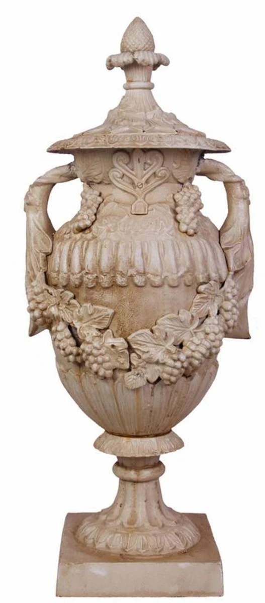 Casa Padrino Adorno de jardín de estilo antiguo de la taza de jardín - Hierro fundido - Altweiss Estilo antiguo Decoración de Gerten - Trabajo pesado -