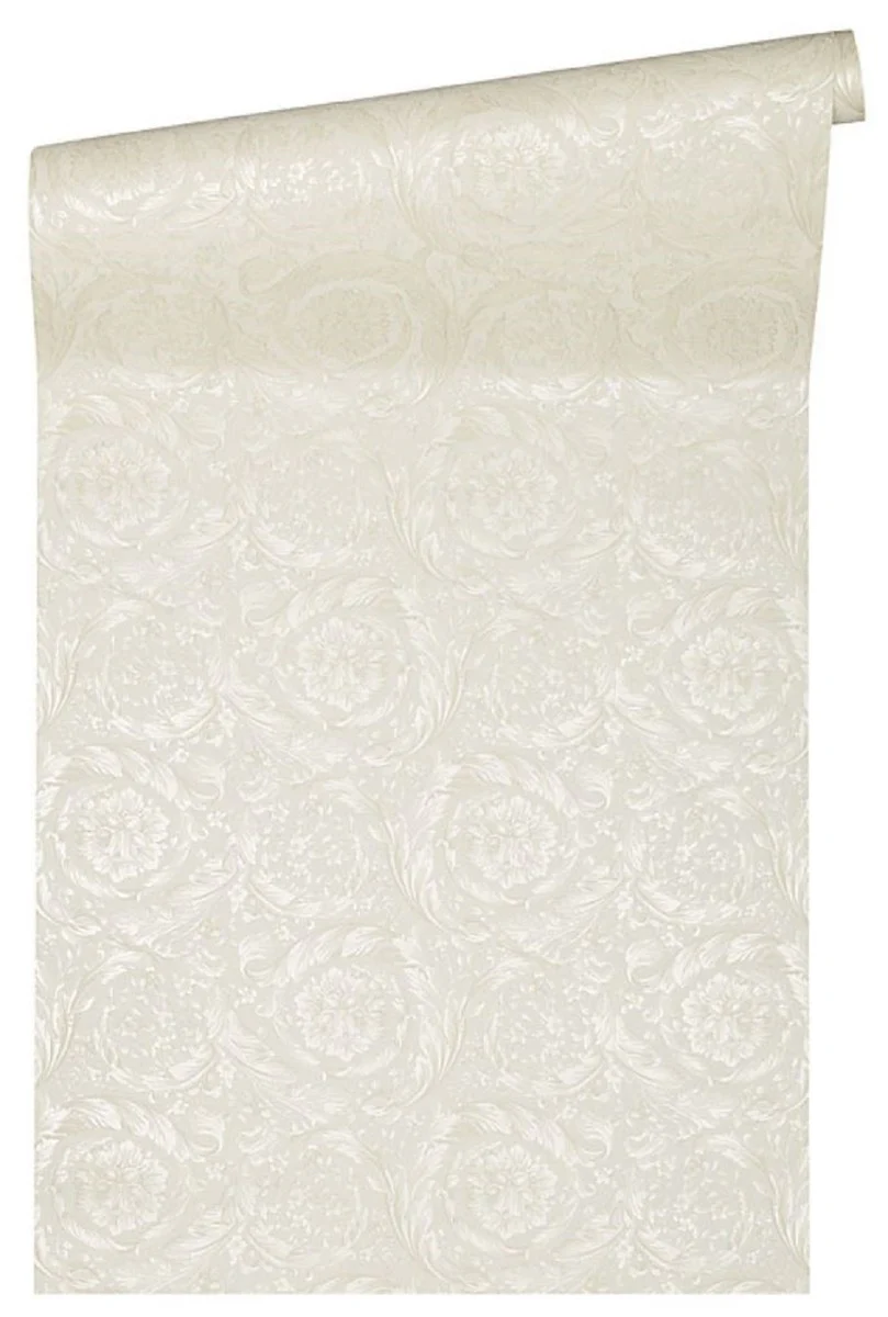 Versace Fondo de Pantalla de Satén Flores Barocco 935834 Blanco - Papel Pintado de Diseño - Accesorios Deco