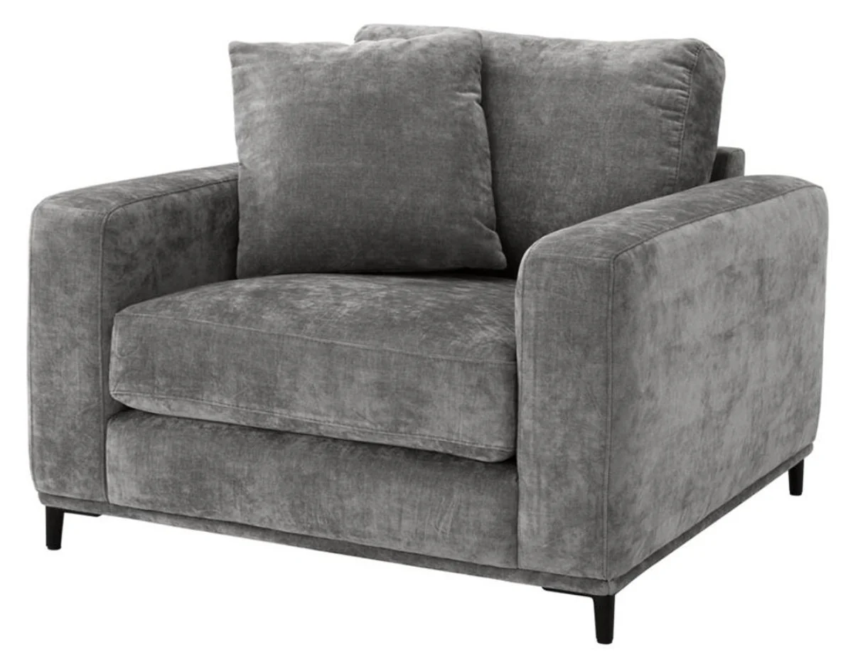 Casa Padrino sillón de salón de lujo gris / negro 105 x 102 x H. 80 cm - Muebles de Salón