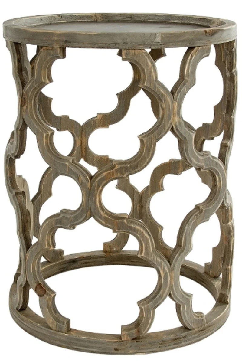 Casa Padrino mesa auxiliar de diseño marrón Ø 40 x H. 54 cm - Mesa de Madera Redonda Moderna