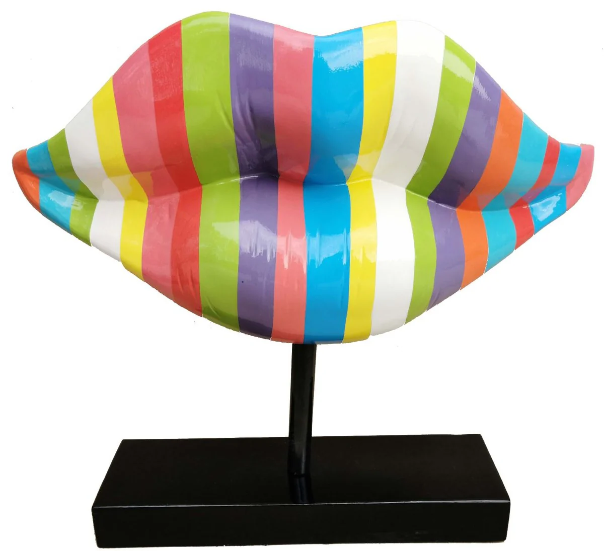 Casa Padrino escultura decorativa de diseño labios boca con soporte multicolor / negro 55 x A. 45 cm - Accesorios de Decoración