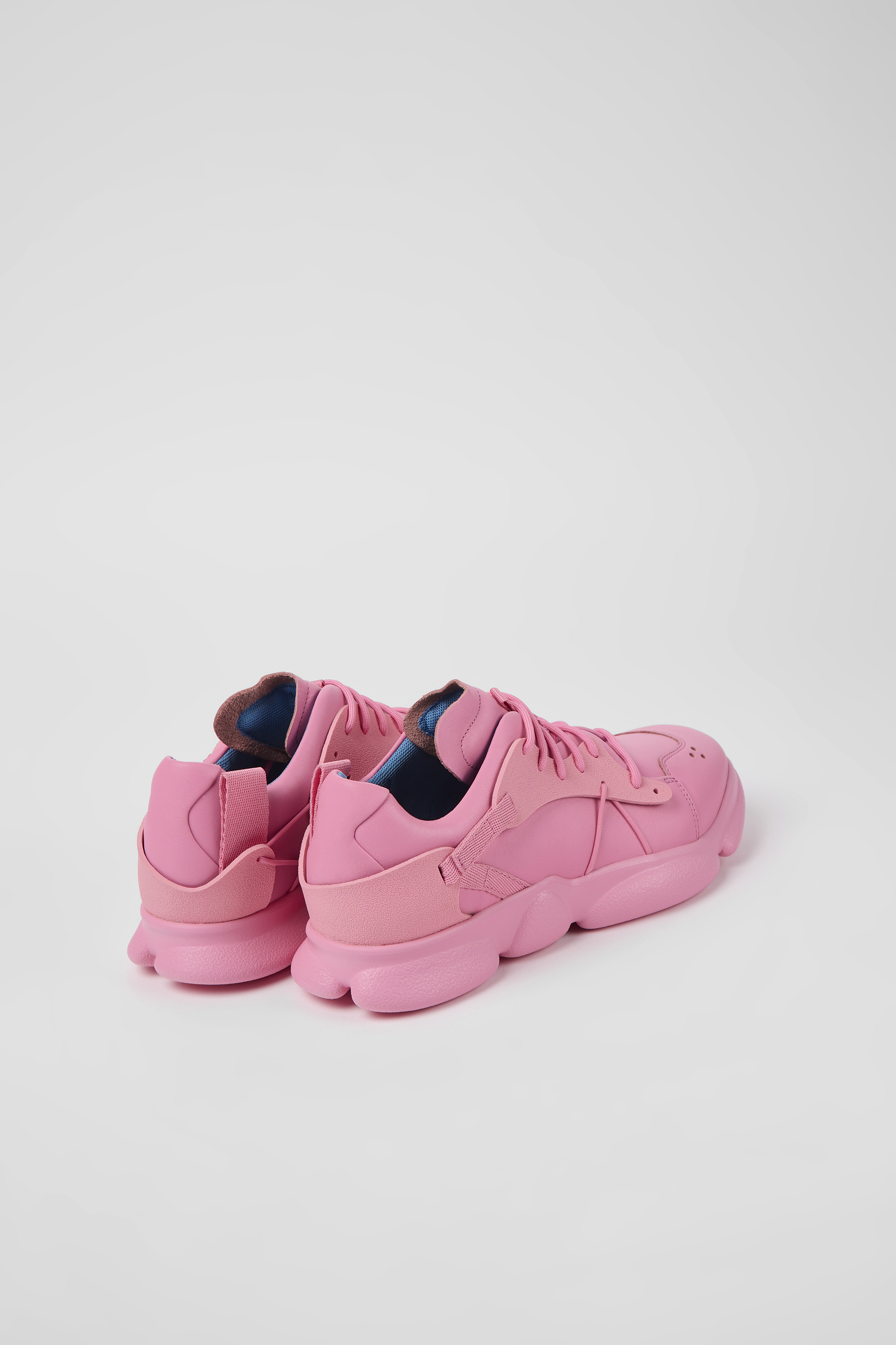 Karst - Pink leather and textile sneakers for men