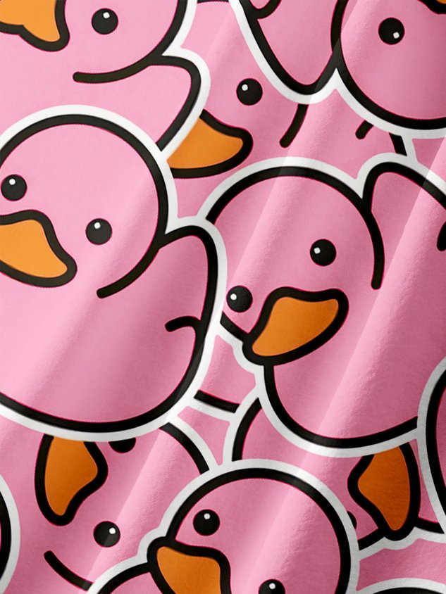 Yellow Duck Chest Pocket Short Sleeves Casual Shirt