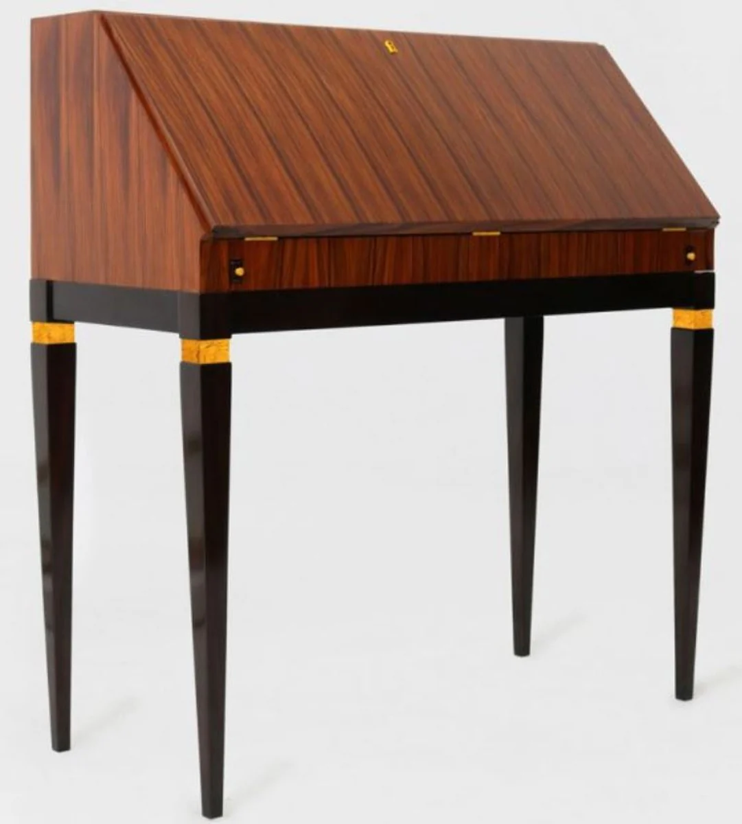 Casa Padrino escritorio Art Nouveau de lujo con 9 cajones marr¨®n / negro / verde / oro 98 x 45 x A. 106 cm - Escritorio de madera maciza - Mobiliario de oficina barroco y art nouveau