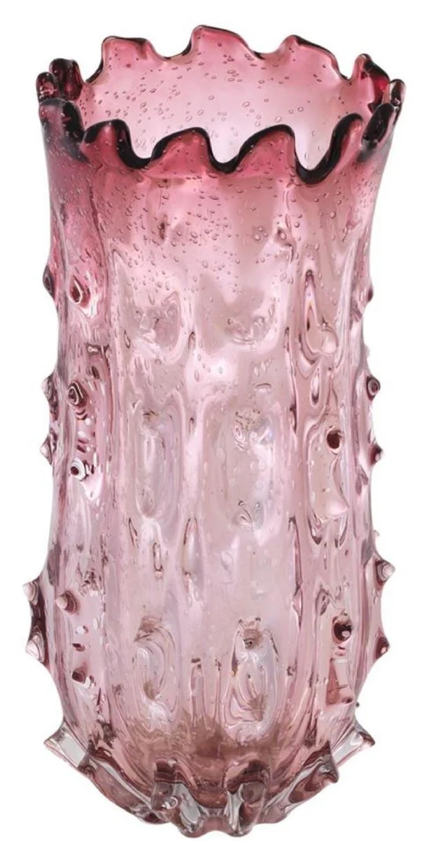 Casa Padrino jarrón de cristal decorativo de lujo rosa pálido Ø 24 x H. 42 cm - Florero de Diseño