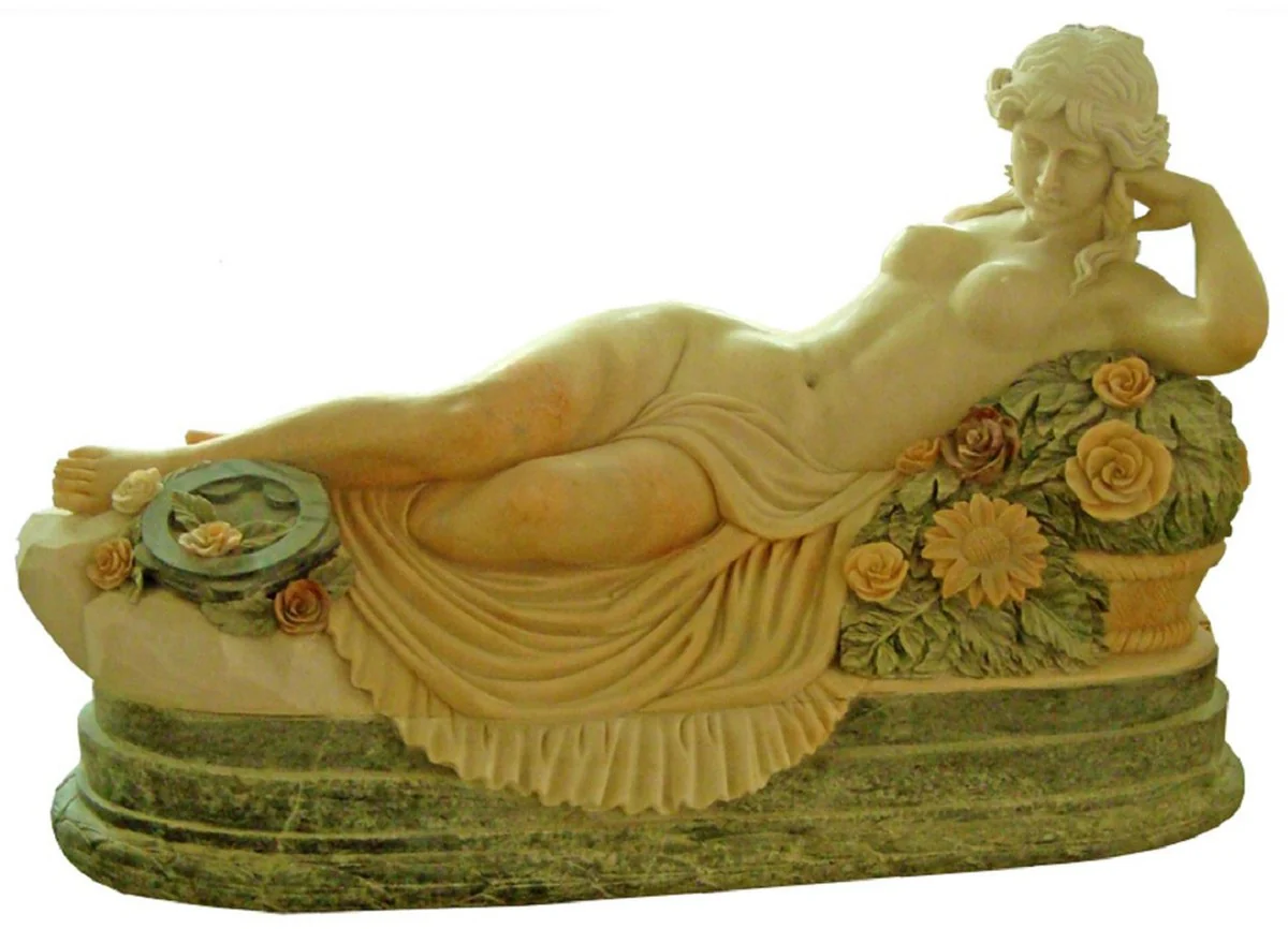 Casa Padrino escultura decorativa de jard¨ªn de m¨¢rmol Art Nouveau mujer crema / verde 160 cm