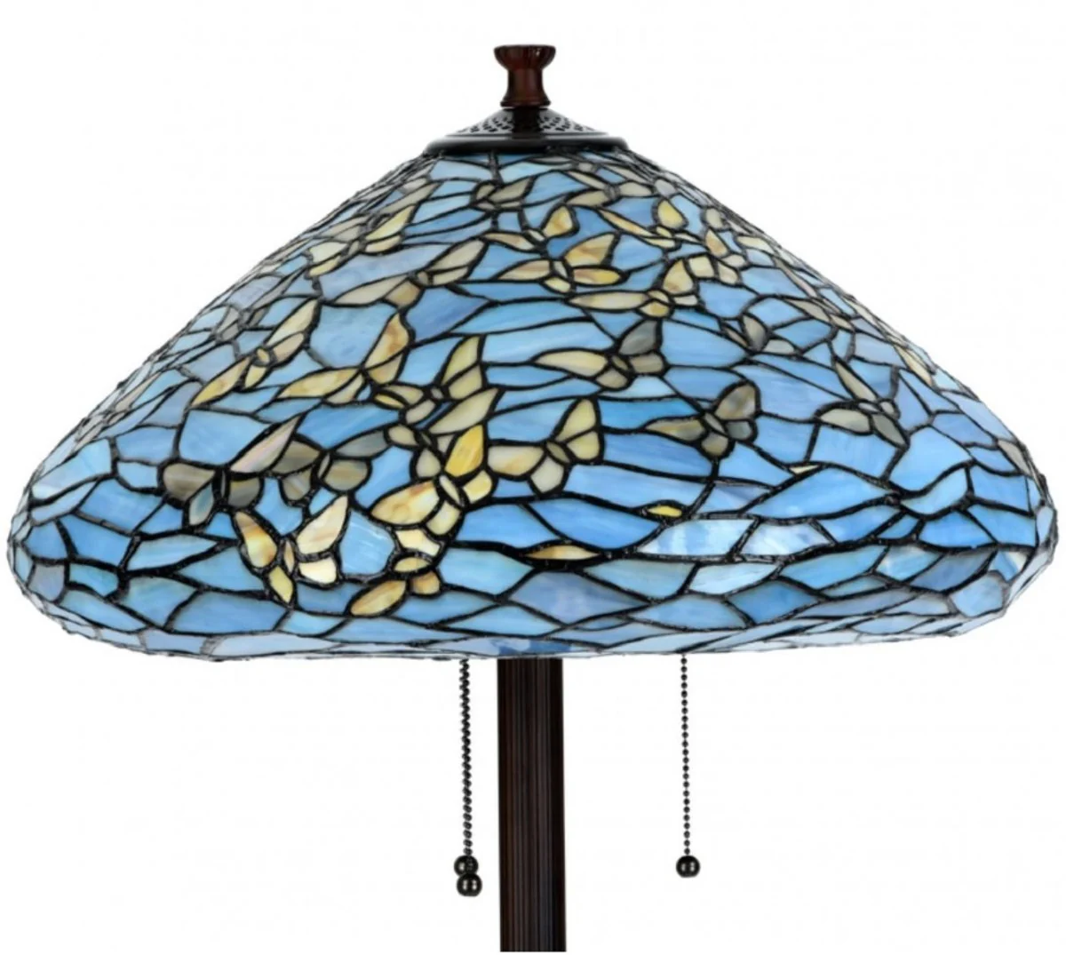 Casa Padrino Lámpara de Pie Tiffany de Lujo Mariposas Azul / Multicolor Ø 50 x H. 160 cm - Lámpara de Pie Hecha a Mano