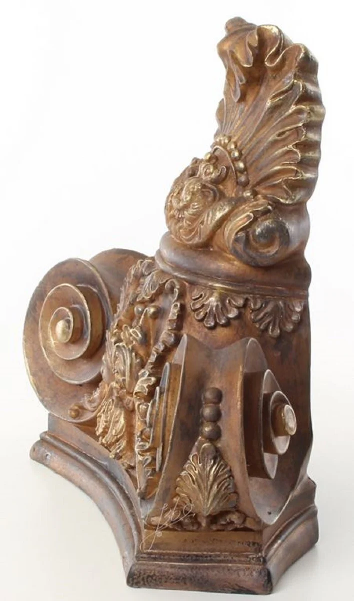 Casa Padrino consola de pared barroco marr¨®n antiguo / oro 36 x 14 x H. 35 cm - Consola de Pared de Poliresina en Aspecto de Madera - Decoraci¨®n de Pared en Estilo Barroco