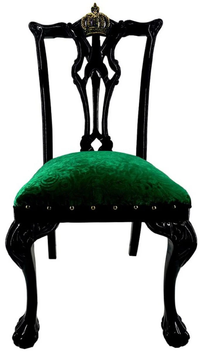 Pomp??s by Casa Padrino sillas de comedor barrocos de lujo verde / negro / oro - Sillas barrocas Pomp??s dise?adas por Harald Gl??ckler - 6 Sillas de Comedor - Muebles de comedor barrocos