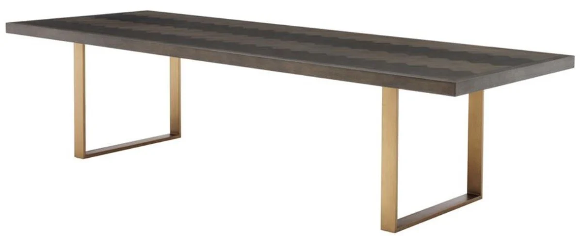 Casa Padrino mesa de comedor de lujo marr¨®n oscuro / lat¨®n 300 x 115 x H. 75 cm - Mesa de Cocina